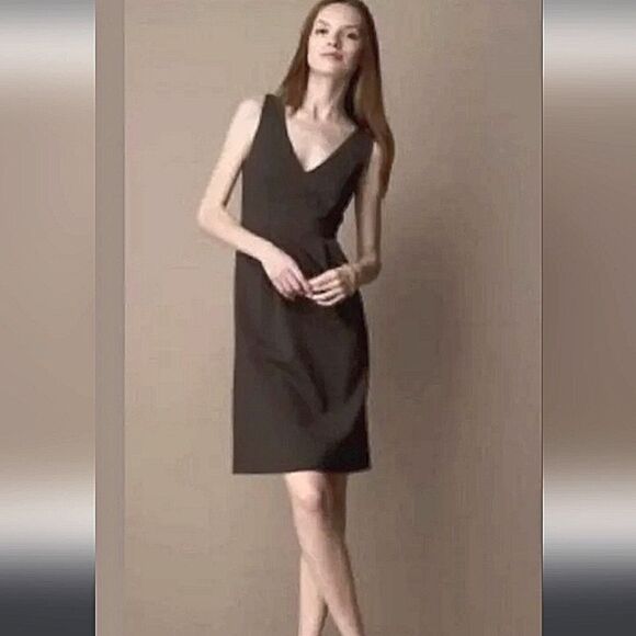 Banana Republic Stretch Wool V Neck Sheath Jumper Grey Sz 2 - Picture 1 of 14